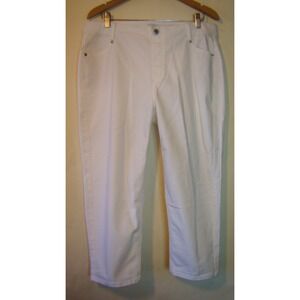 J.JILL DENIM High Rise Cropped White Jeans Elastic Waist Size 16R   D132